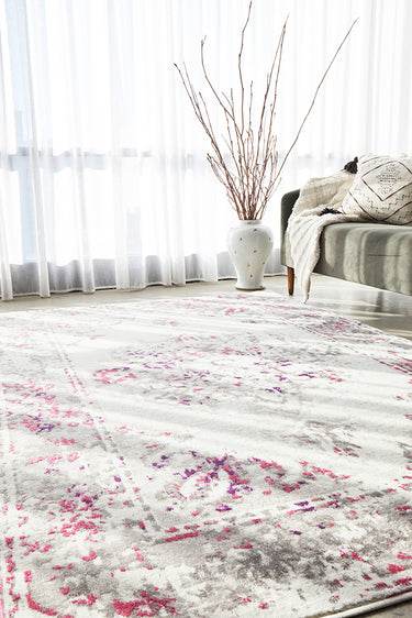 Adria Abrash White Pink & Grey Transitional Rug